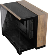 CORSAIR 2500X Pequeña-Torre mATX Caja de PC de Doble Cámara - Cristal Templado Panorámico - Conexión Inversa Compatible con Placa Base - Sin Ventiladores Incluidos - Negro/Madera de Nogal