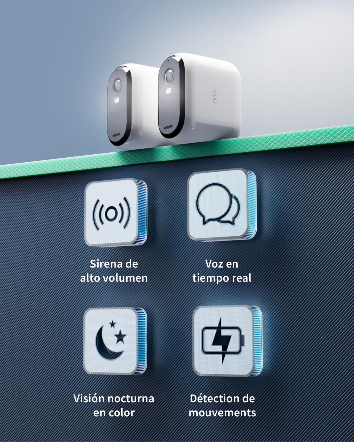 Arlo Essential 2 XL Camara Vigilancia WiFi Exterior 2K, Camara Vigilancia WiFi Interior, Batería De 24 Meses*, Sensor de Movimiento, Alarmas Para Casa, Prueba Arlo Secure Incluida, 3 Cámaras, Blancas