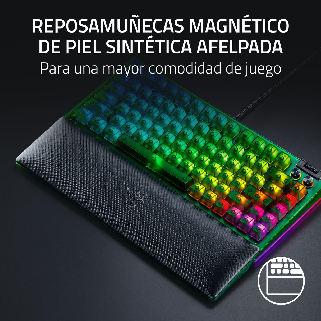 Razer BlackWidow V4 75% Phantom Green Edition - Teclado mecánico para Juegos Intercambiable en Caliente (táctiles Naranjas, Rodillo, 2 Botones dedicados) Diseño US | Phantom Green