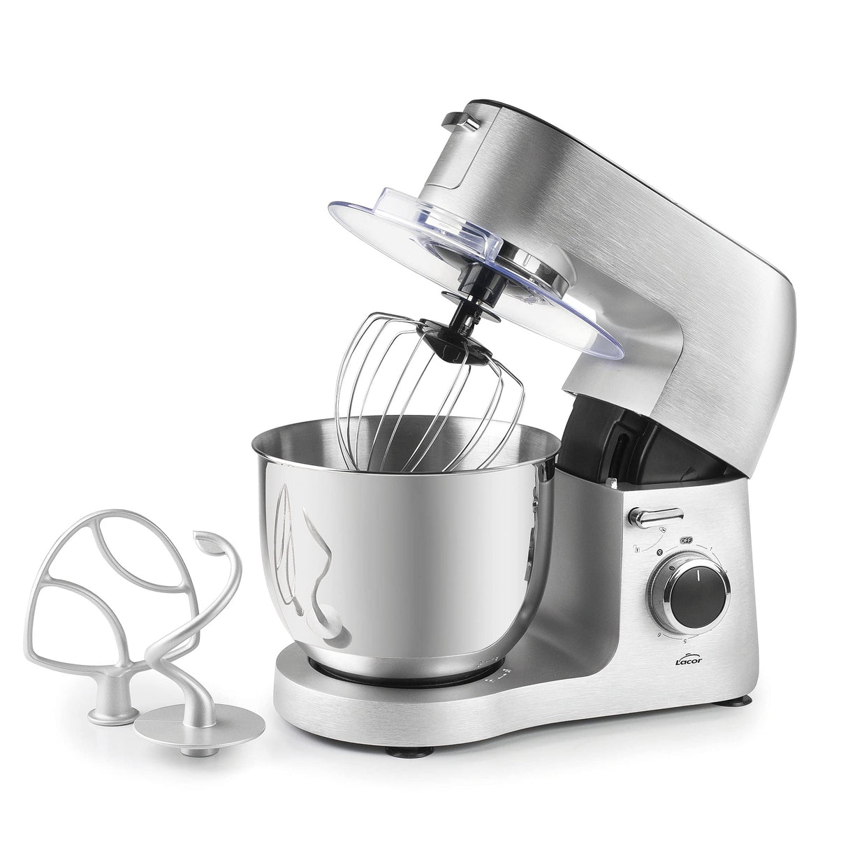 Lacor - 69683 - Batidora Eléctrica Complet, Amasadora de Pan, Robot de Cocina Amasador, Ruleta con 6 Velocidades, Acero Inoxidable, 1500W, 6 L