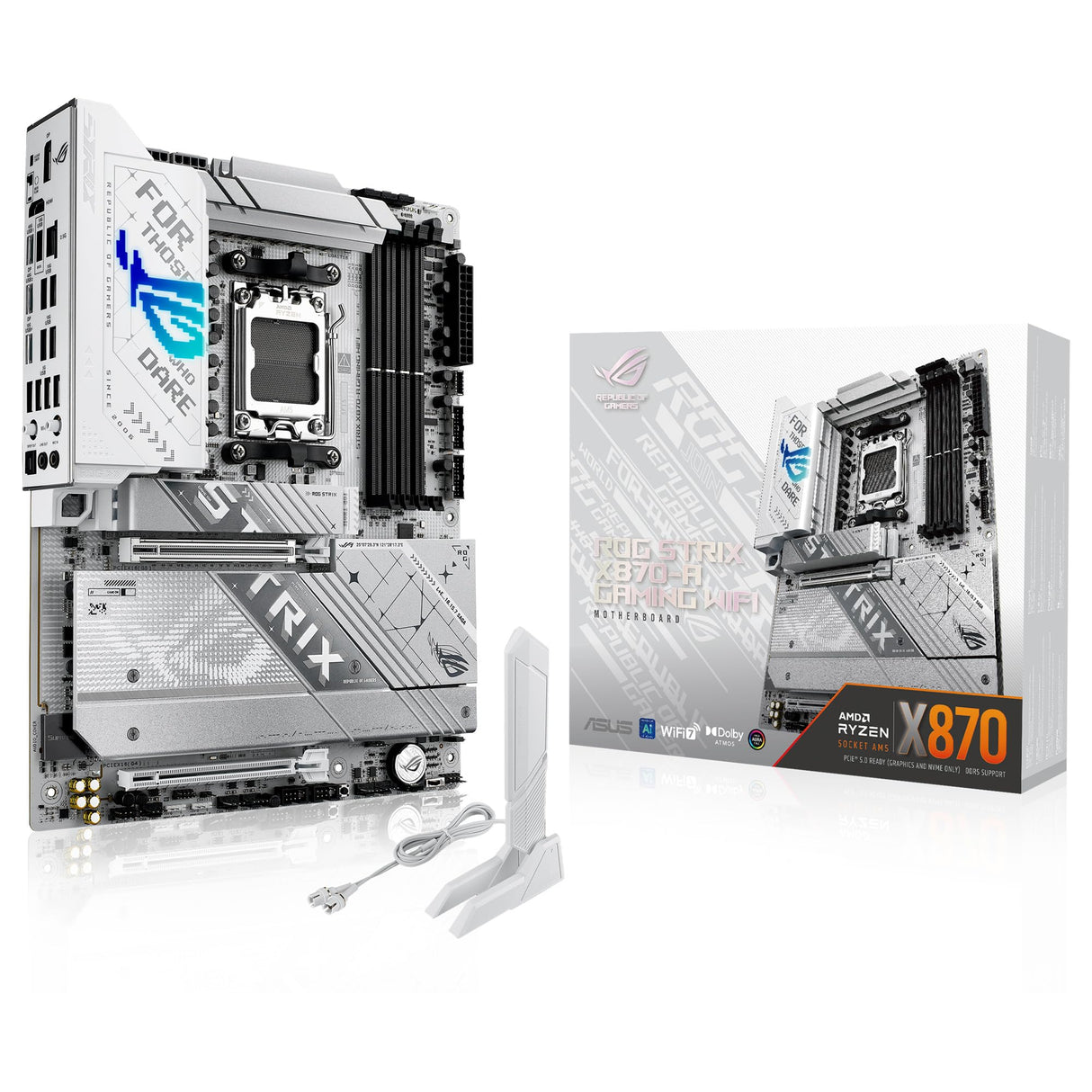 ASUS ROG Strix X870-A Gaming WiFi - Placa Base AMD ATX, 16+2+2 etapas de Potencia, DDR5, 4X M.2, PCIe 5.0 Compatible con GPU de última generación, WiFi 7, USB 20 Gbps con PD 3.0 de hasta 30 W