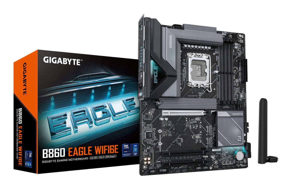 GIGABYTE B860 Eagle WIFI6E Placa Base - CPUs Intel Core Ultra, VRM de 12+1+2+1 Fases, hasta 9066MHz DDR5, 1xPCIe 5.0 + 2xPCIe 4.0 M.2, LAN 2,5 GbE, WiFi 6E, USB 3.2 Gen 2x2