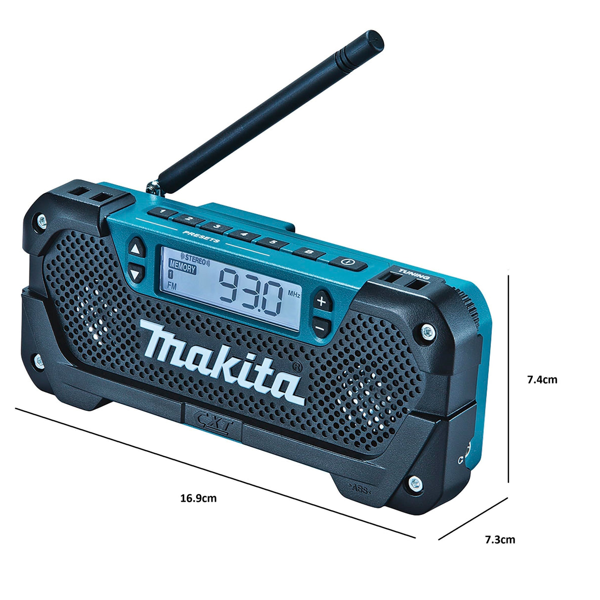 Makita MR052 Radio de Trabajo 10.8V CXT, 50 W, 12 V, Azul