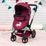 Bayer Design 17023AA Cochecito de muñeca Combi Xeo, Carrito para muñecas, Altura Regulable, Convertible en Sillita Paseo, Bolsa