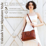 Time Resistance Bolso de Cuero de Grano Completo para Mujer Bolso de Mano de Cuero con Asa Superior - Tote