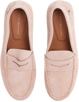 Tommy Hilfiger Mocasines Mujer Flag Soft Suede Loafer Elegante, Marrón (Claystone), 37