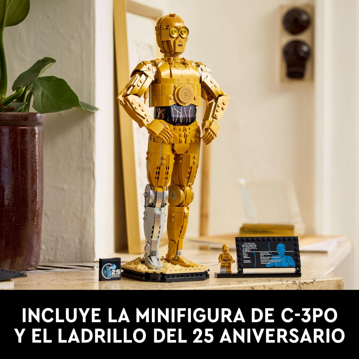 LEGO Star Wars 75398 C-3PO Figura de Droide - Kit de Maquetas para Adultos de Colección - Base, Placa Informativa y Minifigura - Regalo para Hombres y Mujeres Fans de la Saga