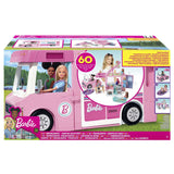 Barbie Caravana DreamCamper 3 en 1, Aprox. 1m; Autocaravana transformable con Piscina, camioneta, Barca y 50 Accesorios; para niñas y niños + 3 años, GHL93