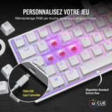 Corsair K65 RGB Mini 60% Teclado de Juego con Cable mecánico – Switches lineales Cherry MX Red – Teclas PBT de Doble Salida, Compatible con iCUE – AZERTY FR – PC, Mac, Xbox – Blanco