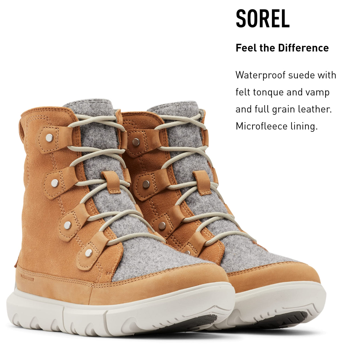Sorel Explorer Joan WP, Botas de invierno impermeables, Mujer, Tawny Buff Moonstone Explorer 2 Joan Felt, 37 EU