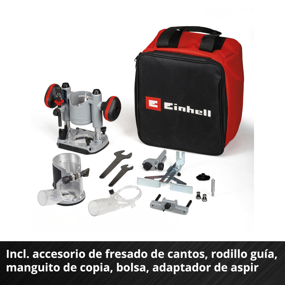 Einhell Professional Set de fresadora superior-de cantos con batería TP-RO Set 18 Li BL-Solo Power X-Change (18V, ajuste fino de profundidad de fresado, incl. accesorios+bolsa, sin batería)