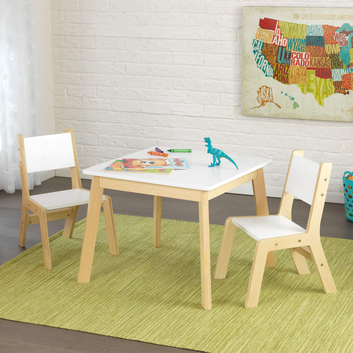 KidKraft Juego Infantil Moderno de Mesa y 2 sillas de Madera, Mesa y Silla Infantil, Muebles para Salas de Juego y Dormitorio de niños (27025)