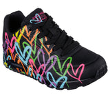 Skechers Uno Highlight Love, Zapatillas Mujer, Black/Multi, 36 EU