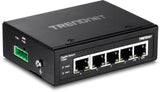 Trendnet, TI-G50, Switch DIN-Rail Industrial Ethernet Gigabit de 5 Puertos, Capacidad de conmutación de 10 Gbps, clasificación IP30 (-40 °C a 167 °F), Incluye Soportes para Montaje en Pared