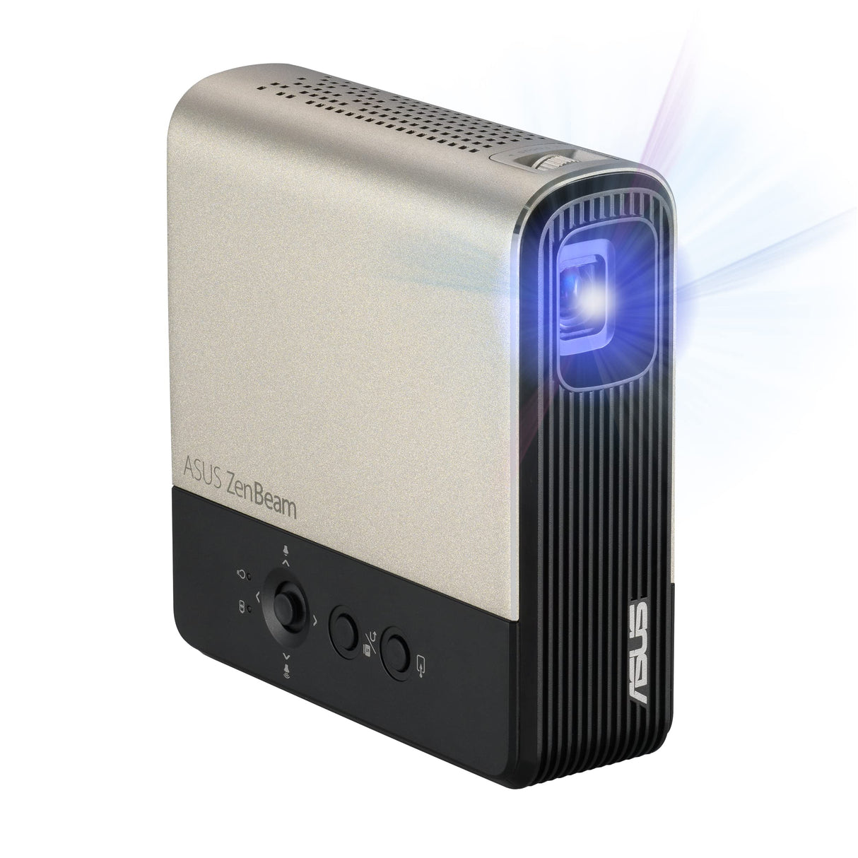 ASUS ZenBeam E2 Mini Proyector LED, Modo Retrato Automático, 300 Lúmenes LED, WVGA (854 x 480), Proyección Inalámbrica, Power Bank a Través de USB Tipo A, HDMI y Altavoz de 5 Vatios, Negro