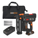 WORX WX841 Nitro – Clavadora eléctrica inalámbrica 20 V – 2 Ah – Tire hasta 80 clavos por minuto – Hasta 64 mm en la madera – Desbloqueo sin herramientas – (incluye batería y cargador| 200 clavos