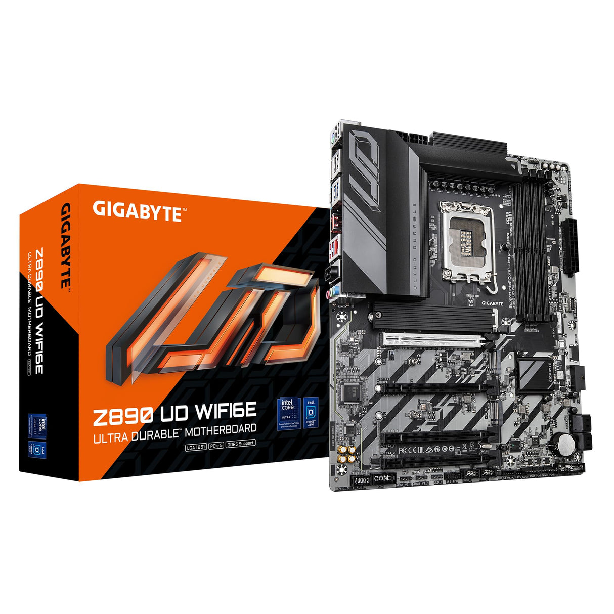 GIGABYTE Placa Base Z890 UD WIFI6E - Compatible con procesadores Intel Core Ultra (Serie 2), 12+1+2 Fases VRM, hasta 8800MHz DDR5 (OC), 1xPCIe 5.0 + 2xPCIe 4.0, Wi-Fi 6E, LAN 2.5GbE, Thunderbolt 4