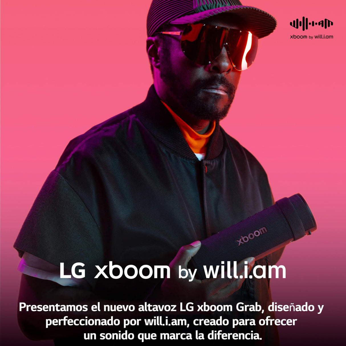 LG xboom Grab, Altavoz Inalámbrico, Bluetooth, 30W, Sonido Sound Boost, Resistente al Agua IP67, Autonomía 20h, Color de Luces LED Variable, Amplia Conectividad