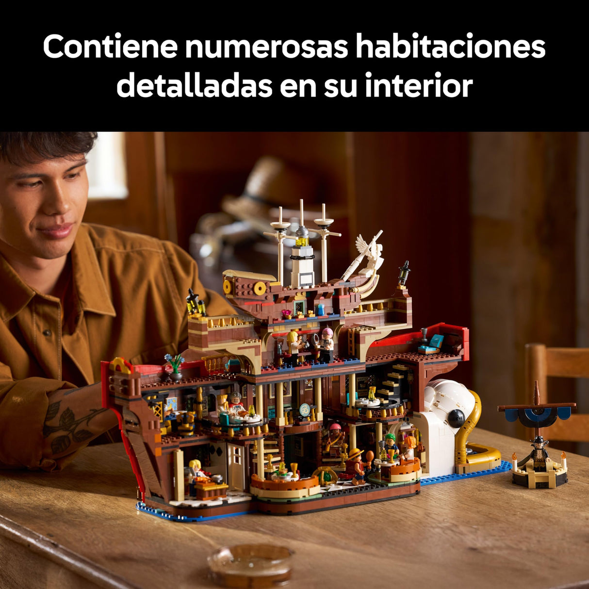 LEGO One Piece Restaurante Flotante Baratie - Maqueta de Barco para Adultos - Decoración Anime con Interior Detallado y 10 Minifiguras Inc. Luffy, Nami y Sanji - Regalo para Fans 75640