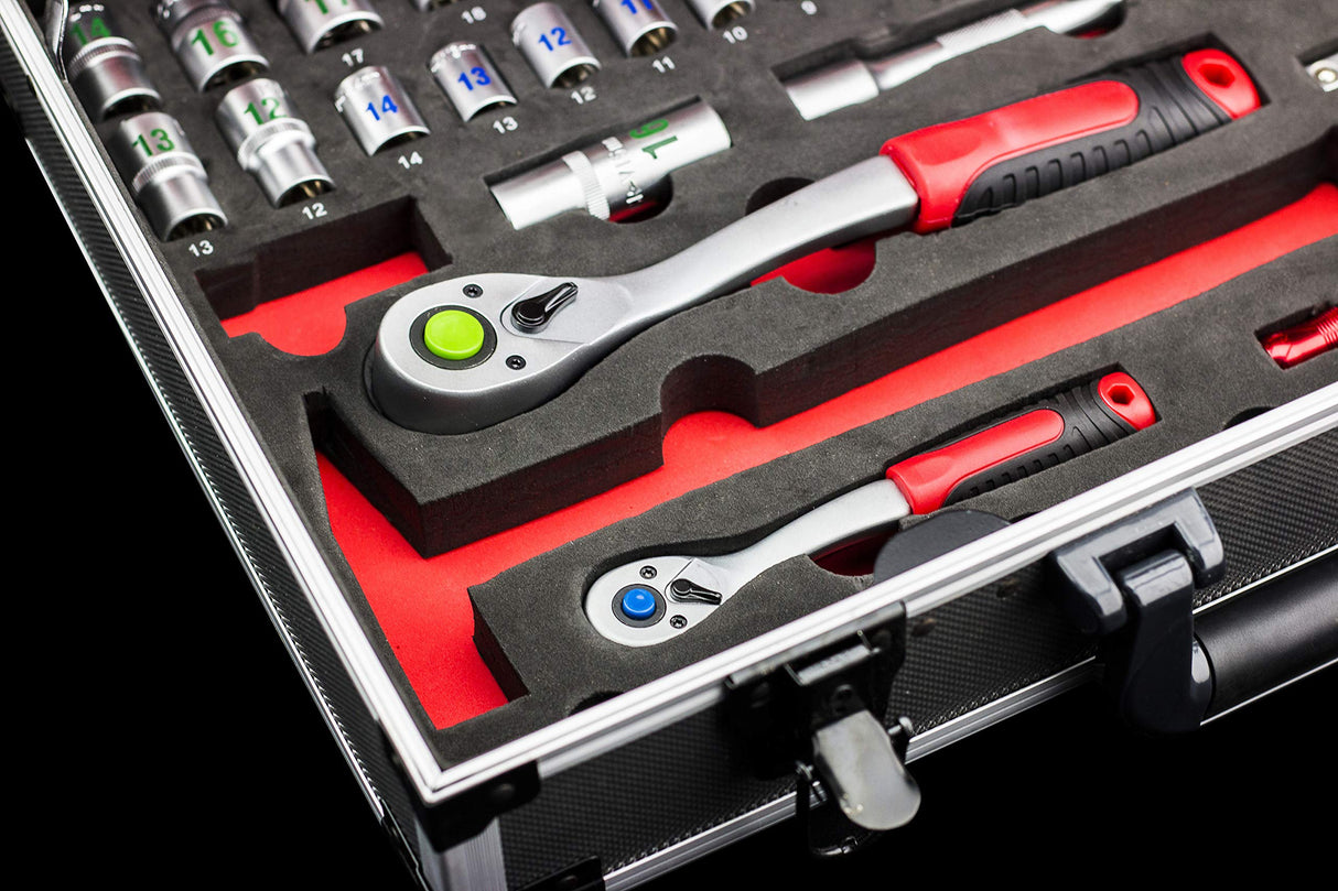 Meister 8973750 - Maletín de herramientas de 131 piezas con herramientas de calidad de Knipex y Wera - Maletín de aluminio estable/Maletín de herramientas profesional con herramientas