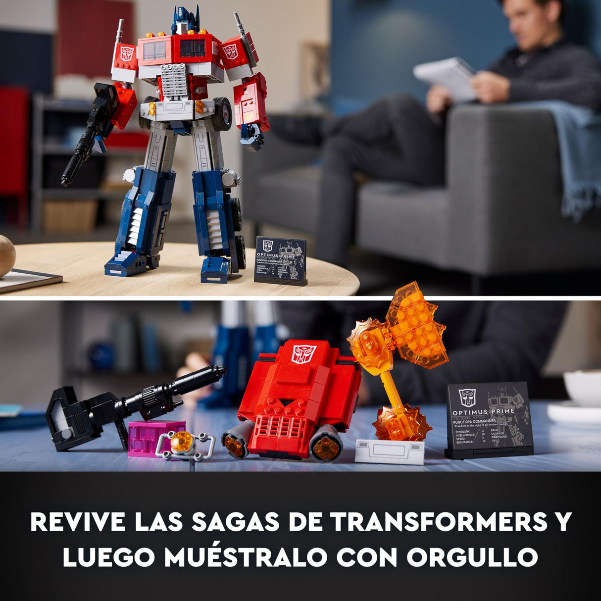LEGO Icons Optimus Prime, Maqueta para Construir para Adultos, Modelo 2-en-1 Transformers, Robot y Camión, Idea de Regalo para Hombres y Mujeres 10302