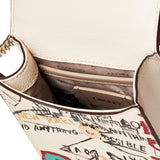 DKNY Elissa Phone Crossbody, Bolso Bandolera para Mujer, Graffiti Blanco, Talla única
