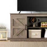 Zinus Wade Mueble TV - Mueble TV 147x67x40 cm - Mueble con armario - Diseño estilo granja - Gris