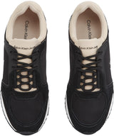 Calvin Klein Runner Sneaker Mujer Laceup Sock Calzado Deportivo, Multicolor (Black/Tapioca), 39