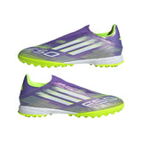 adidas F50 League Laceless Turf Football Boots, Botas de fútbol Unisex Adulto, Purple Rush/Cloud White/Lucid Lemon, 39 1/3 EU