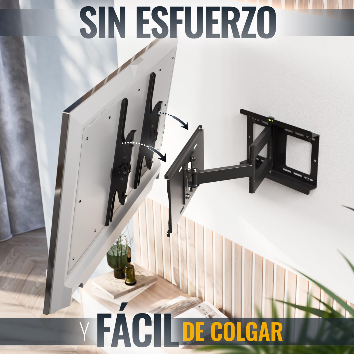 RICOO Soporte TV Pared 31-65" Pulgadas (79-165cm) R23-S Brazo articulado Giratorio Inclinable Colgador televisión Universal VESA 200x200-400x400 Negro