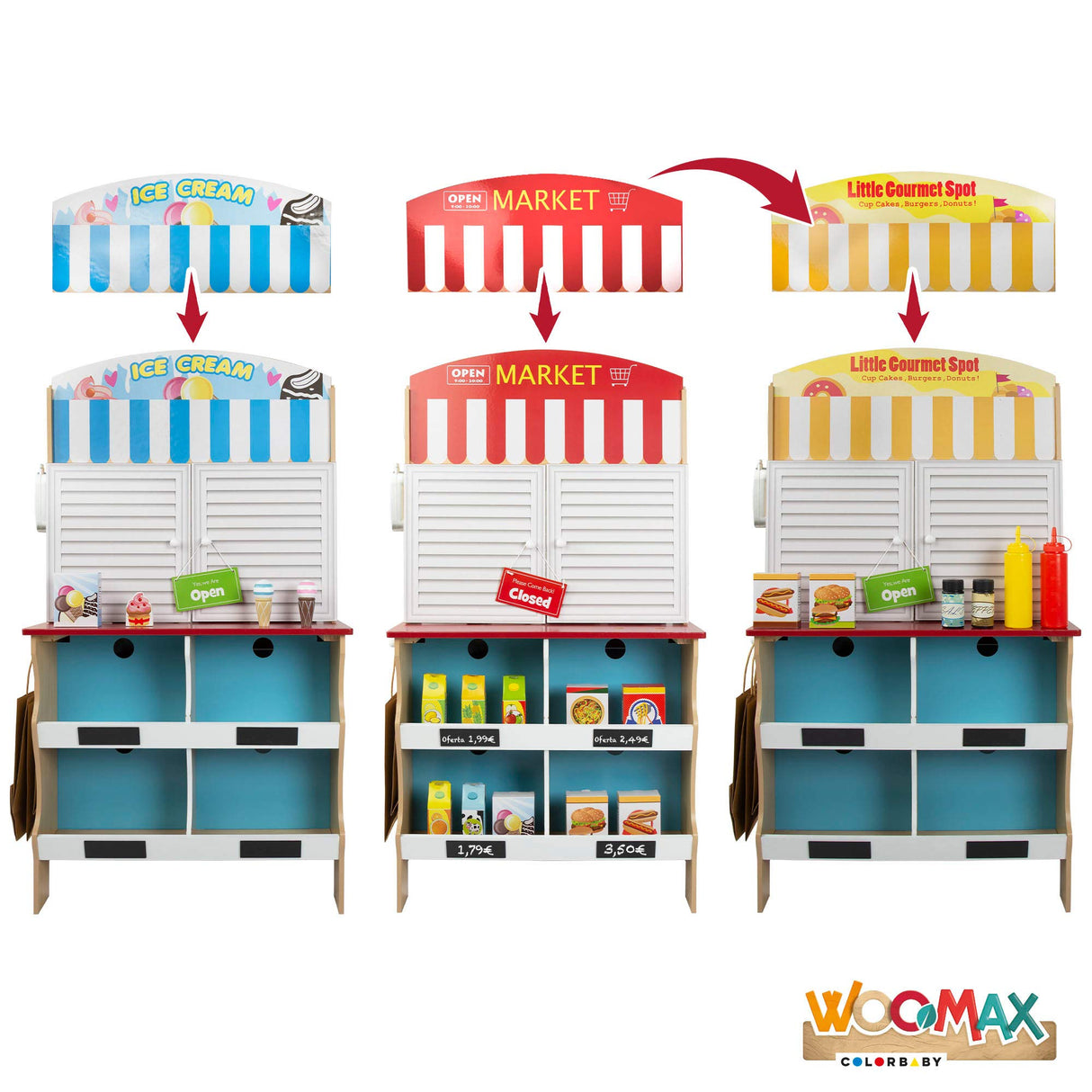 Play & Learn - Heladería con Cocinita de Madera (ColorBaby 85290)
