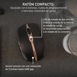 CHERRY DW 9100 SLIM, Pack de Teclado y Ratón Inalámbricos, Distribución de Teclado Español (QWERTY), Bluetooth y Radiofrecuencia de 2,4 GHz, Teclas Silenciosas, Recargable, Negro/Bronce