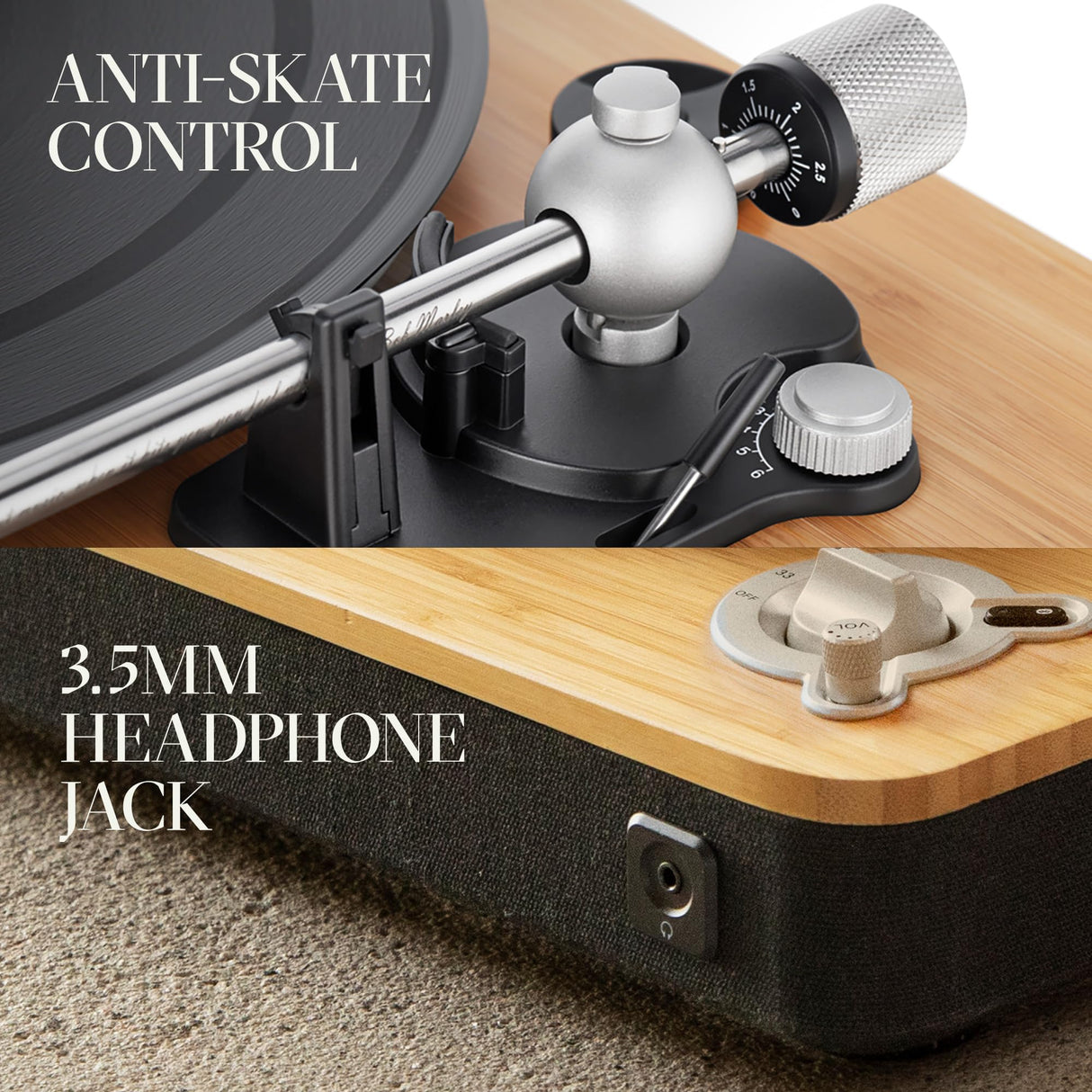 House of Marley Stir It Up Wireless Tocadiscos de Vinilo Bluetooth - Reproductor de Vinilos de 2 Velocidades Producido Sosteniblemente, Tocadiscos Bluetooth con Cápsula de Audio-Technica, Bambú