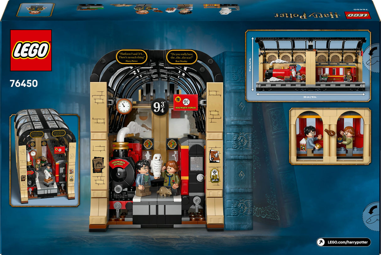 LEGO Harry Potter Rincón Entre Libros: Expreso de Hogwarts - Sujetalibros con un Tren de Juguete -2 Minifiguras (Harry y Ron Weasley) y Figura de Hedwig - Regalo para Niñas y Niños de 10+ Años 76450