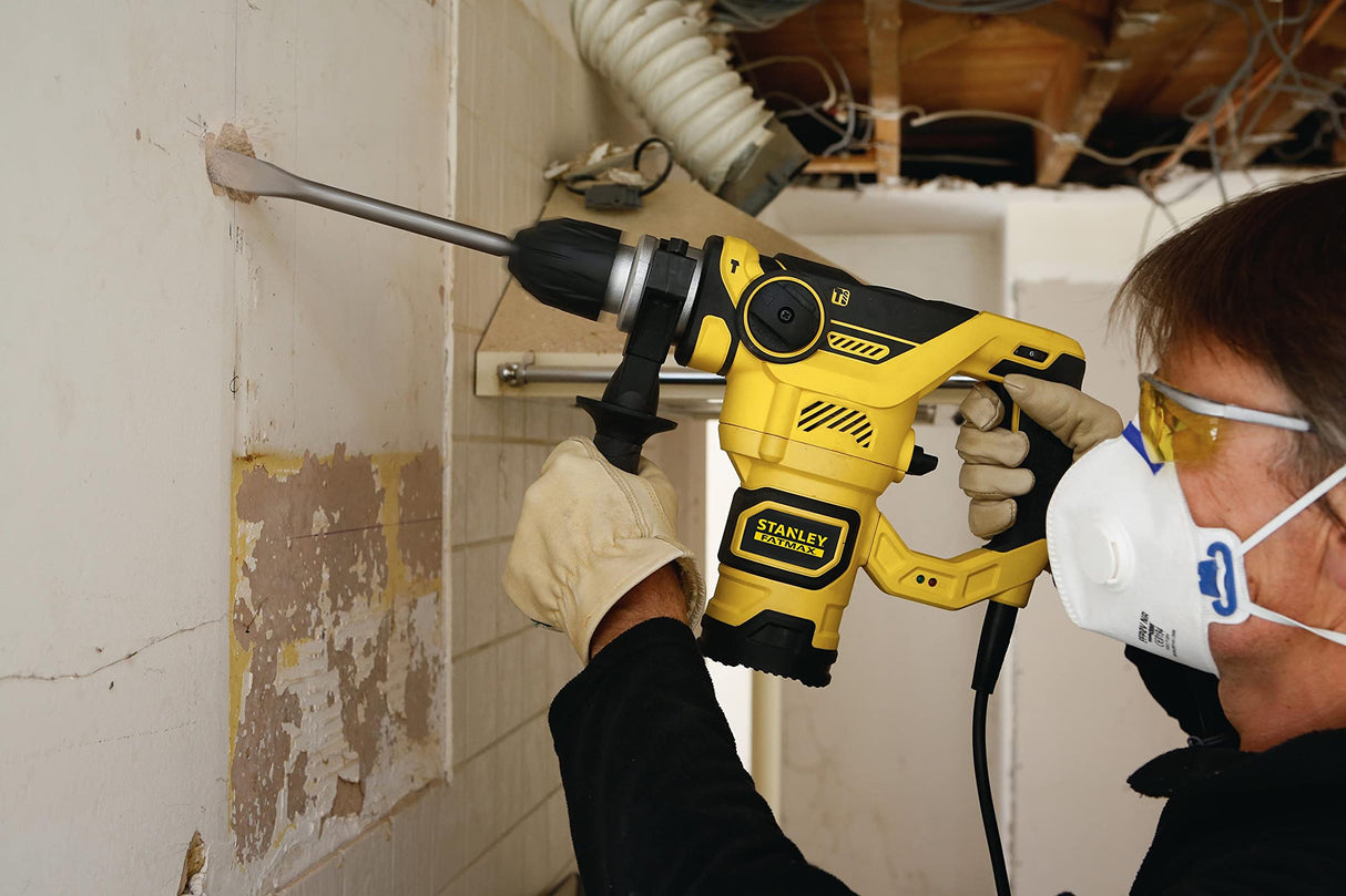 STANLEY FATMAX Martillo percutor SDS Plus 1.250W, Impacto 3.5J, Velocidad 850rpm, 3 Funciones de Golpeo, Incluye Maletín de Transporte y Accesorios Gama FATMAX, FME1250K-QS