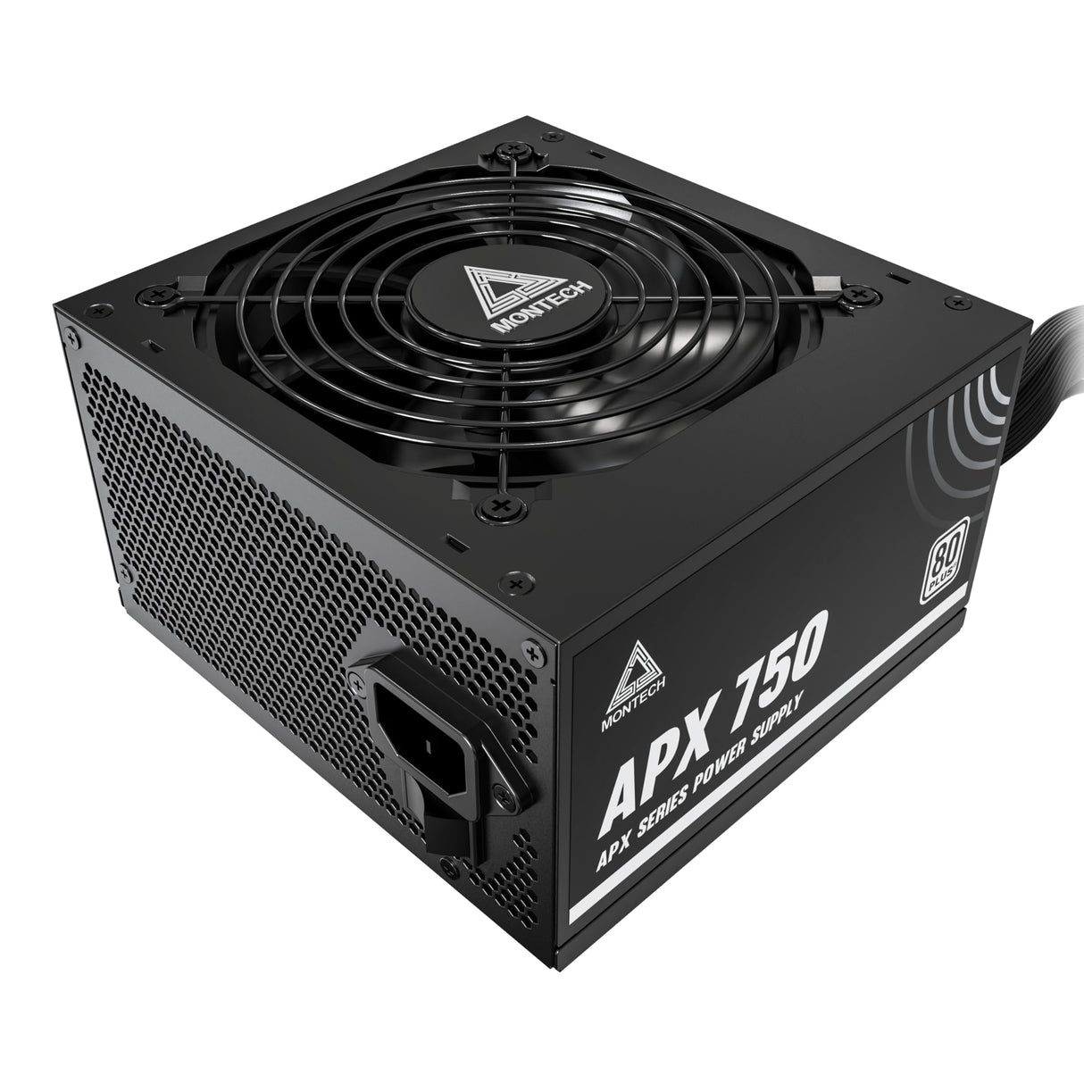 MONTECH APX - Fuente de alimentación no Modular de 750 W, Certificado 80 Plus, tecnología Intel ATX12V-CC a CC, diseño de Cable Plano para Mejorar la eficiencia térmica, Ventilador de 120 mm (APX
