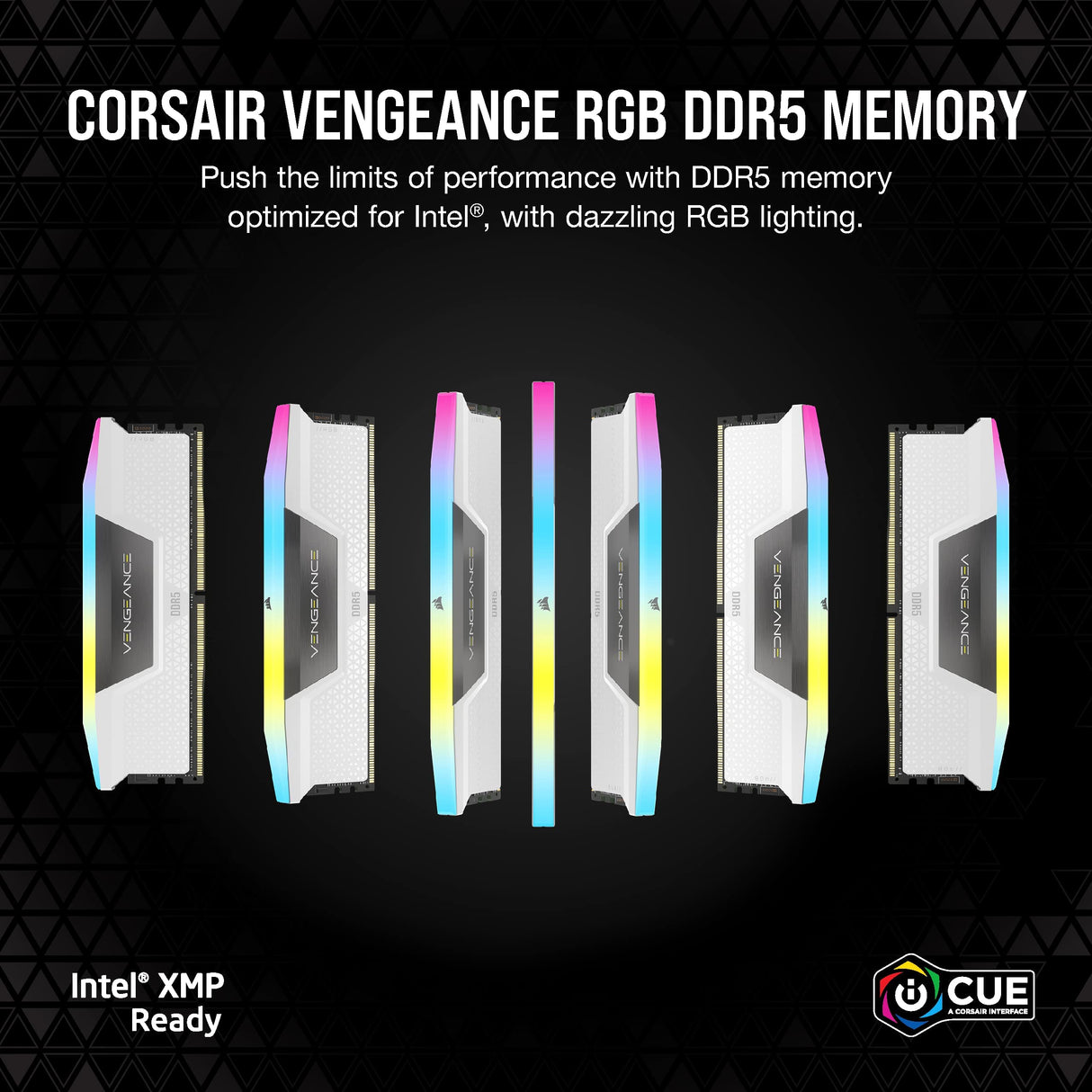Corsair Vengeance RGB DDR5 32GB (2x16GB) 6000Mhz C40 Memoria per Desktop (Regulación Voltaje a Bordo, perfiles XMP 3.0 Personalizados, Factor Forma Compacto, Optimizadas para Intel) Blanco
