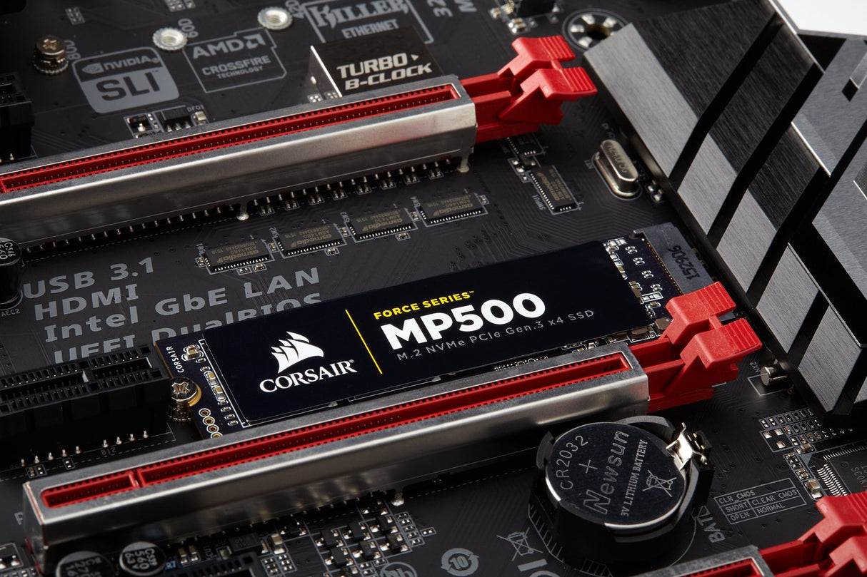 Corsair Force MP500 - Unidad de Estado sólido, SSD de 120 GB, M.2 PCIe 3 x4 NVMe-SSD, Velocidad de Lectura hasta 2.300 MB/s