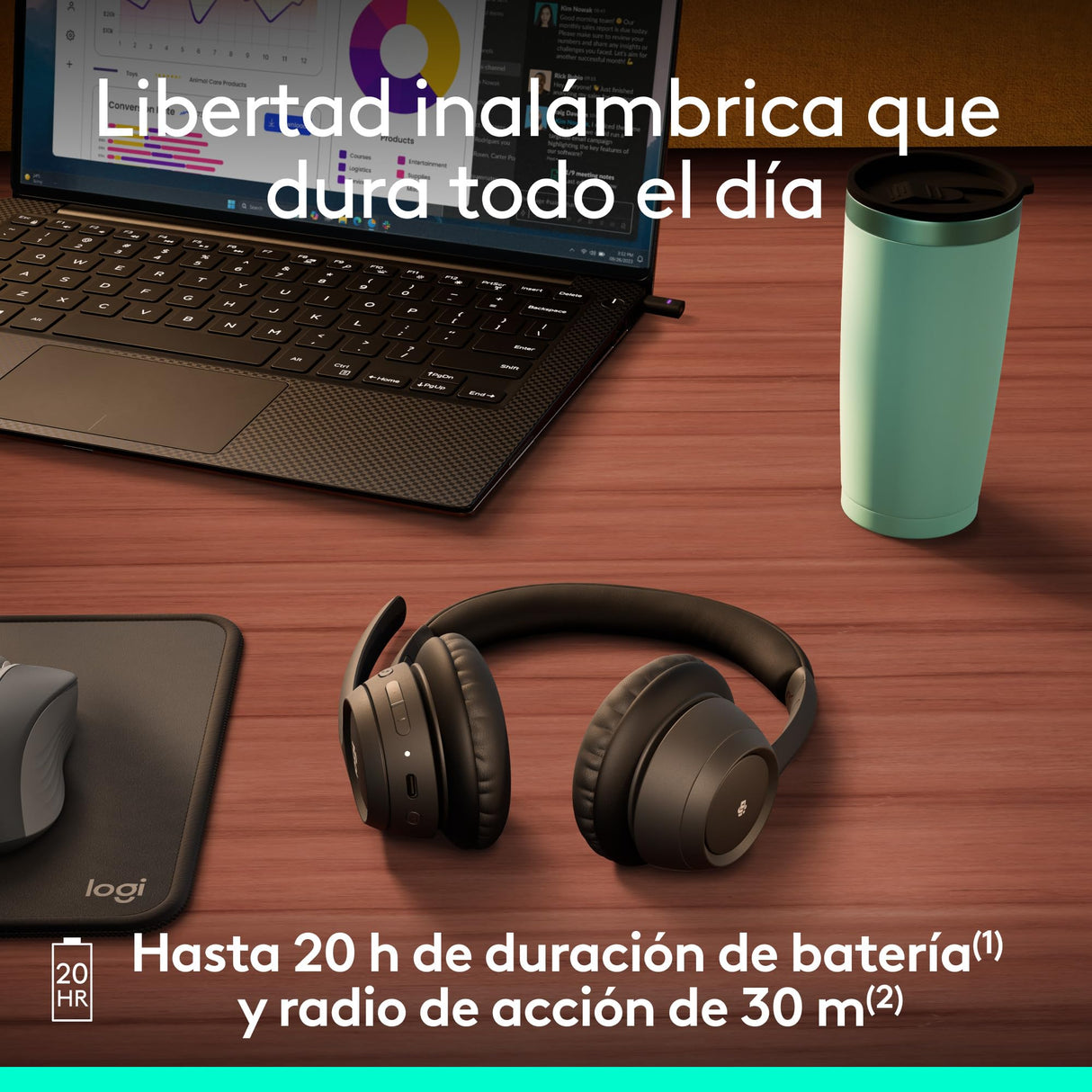 Logitech Zone 305 for Business, auriculares inalámbricos Bluetooth con micrófono, para Microsoft Teams, compatible con Windows, Mac, Chrome, Linux, iOS, iPadOS, Android - Negro