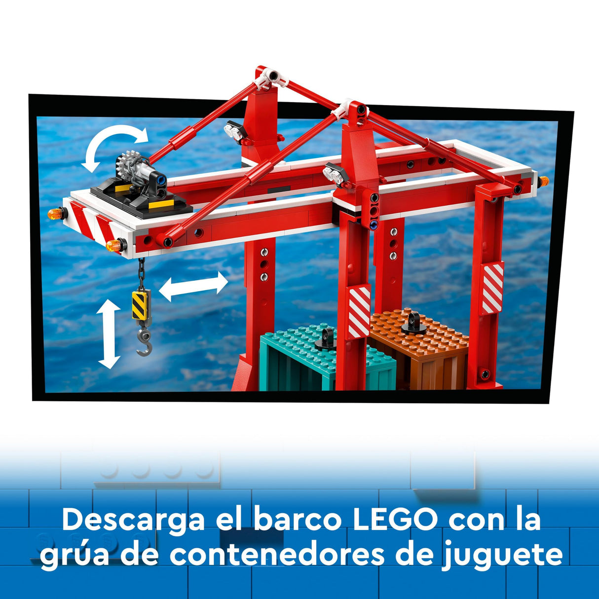LEGO City Puerto Marítimo con Buque de Mercancías, Barco de Juguete de Construcción, Regalo para Niños y Niñas de 8 Años o Más, Grúa de Contenedores, Minifiguras, Caña de Pescar y Walkie Talkie 60422