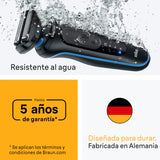 Braun Afeitadora Eléctrica Hombre Series 5, Máquina De Afeitar Barba En Seco Y En Mojado, 2 Modos De Afeitado, 50 Min De Uso, Cabezal De Recortadora Corporal, Estuche De Viaje, 52-B1600S, Azul