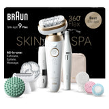Braun Silk-épil 9 Flex SkinSpa, Depiladora Eléctrica Para Una Eliminación Del Vello Fácil, 9-681 3D, Blanca/Dorada
