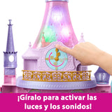 Mattel Disney Princess Castillo aventuras reales Casa de muñecas para princesas con dos pisos, muebles y accesorios, con luces y sonidos, juguete +3 años (HLW29)