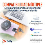 Auriculares Voyager Free 60+ UC de Poly (Plantronics) — Cancelación de ruido para llamadas nítidas — ANC — Estuche de carga con control táctil — Compatible con iPhone, Android, PC/Mac, Zoom y Teams