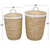 CosmoLiving by Cosmopolitan - Cesta de almacenamiento hecha a mano con forro y tapas a juego, juego de 2 unidades de 23 pulgadas, 25 pulgadas de alto, color marrón claro
