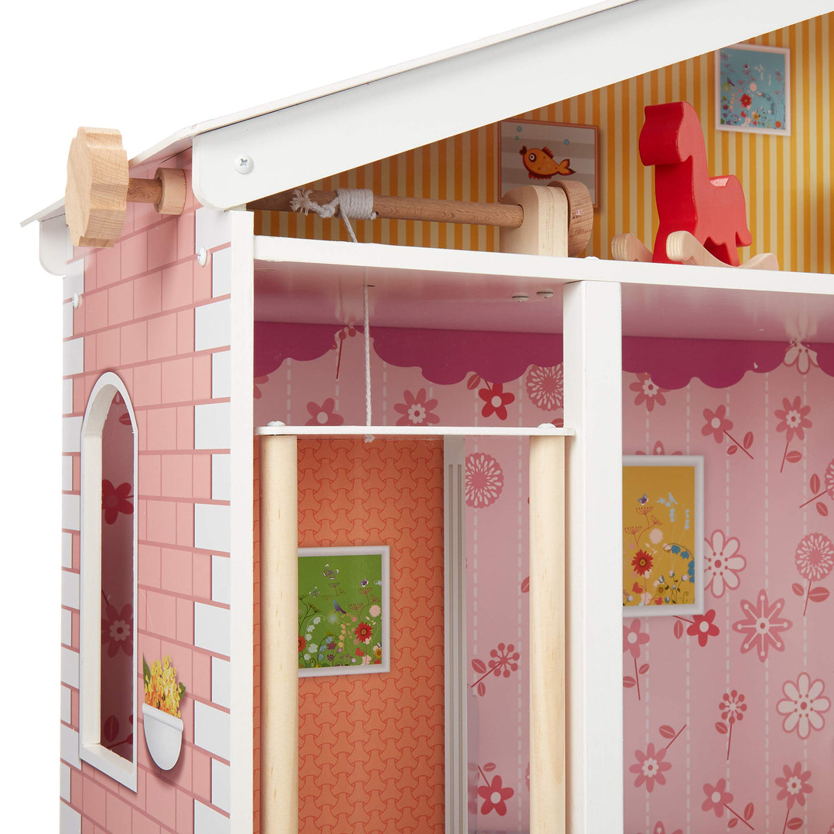 Amazon Basics - Casa de muñecas de madera y 4 pisos y muebles para muñecas de 30.48 cm