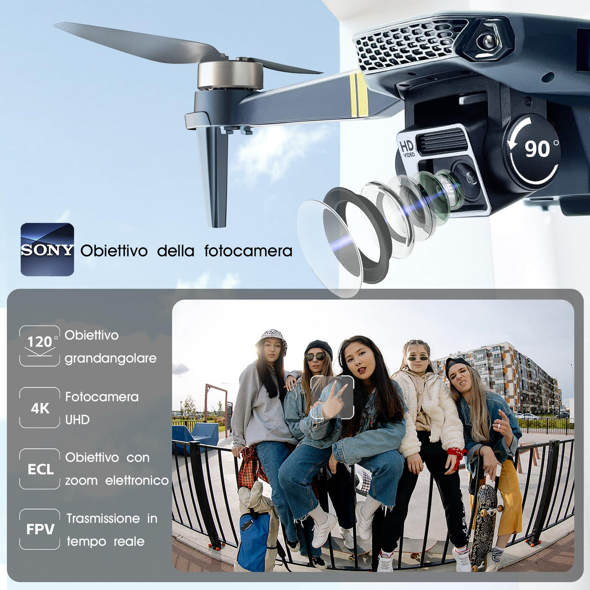 Drone Quadcopter Plegable con Motor sin escobillas y Larga Autonomía para Principiantes - Más de 40 minutos de vuelo, Cámara Gran Ángulo de 120° y 4K HD, Modo Seguimiento, Cámara Doble