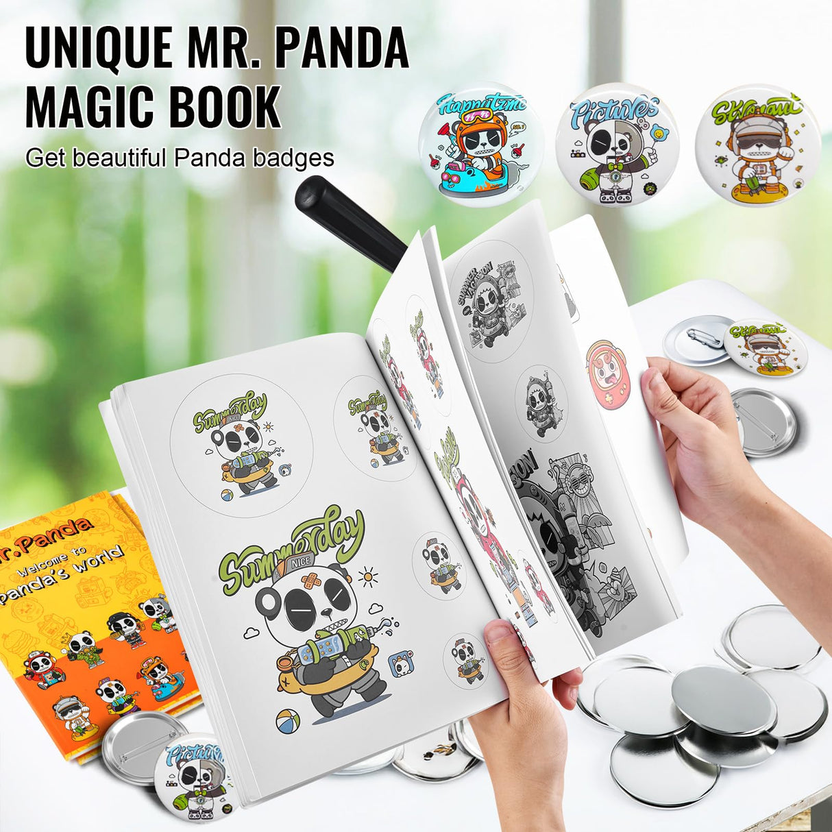 VEVOR Máquina de Prensa de Insignias 58 mm Fabricante de Botones Tamaño de la Base 16 x 29 cm Máquina para Hacer Botones, Cantidad de Botones de 500 pcs, con 1 Paquete de Accesorios para Máquina