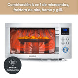 SEVERIN Microondas con grill y convección, función de freidora de aire, 4 en 1 para descongelar, cocinar y calentar, 25 L, acero inoxidable cepillado/plateado, MW 7982