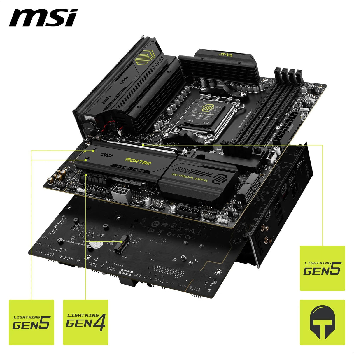MSI mag B850M Mortar WiFi - Placa Base Compatible con AMD Ryzen 9000/8000 / 7000 Series, DDR5, PCIe 5.0 y PCIe 4.0, Wi-Fi 7 y Bluetooth 5.4